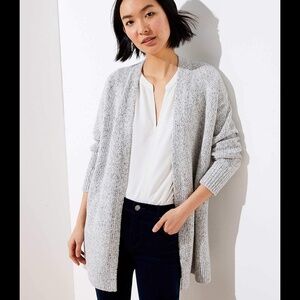 LOFT Marled Open Front Knit Cardigan Sweater